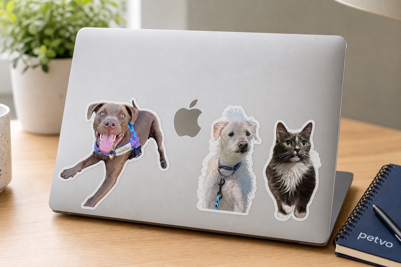 Pet stickers on a laptop